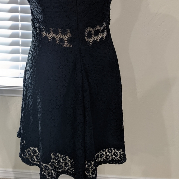 NWOT black crochet dress with peekaboo mid line - Picture 7 of 8
